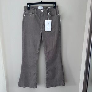 FRAME Le Crop Flare Houndstooth Pants Brown Career Casual Size 28 NWT‎ - DEFECT